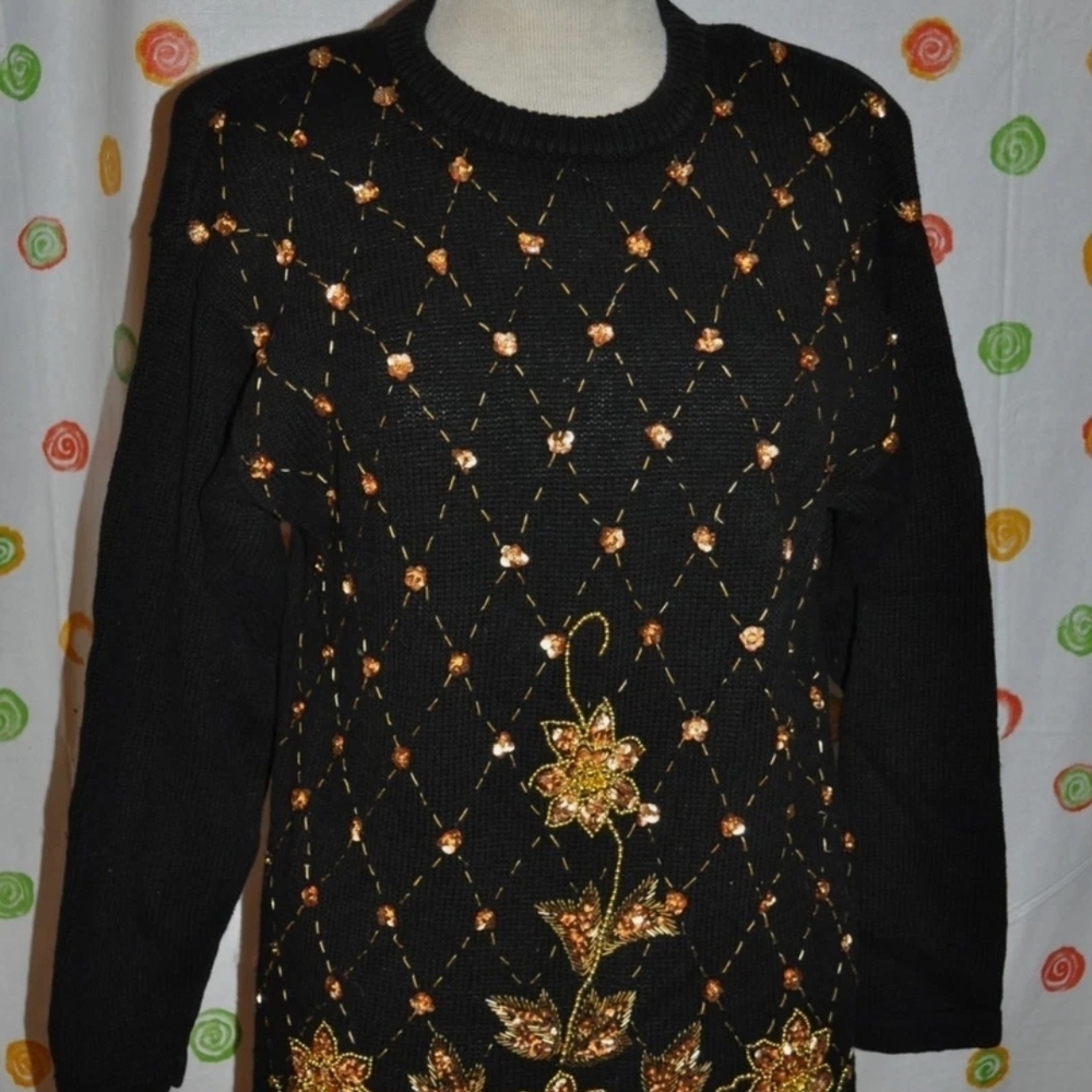 Embellish Black and Gold Women's Sweater P2P 19.